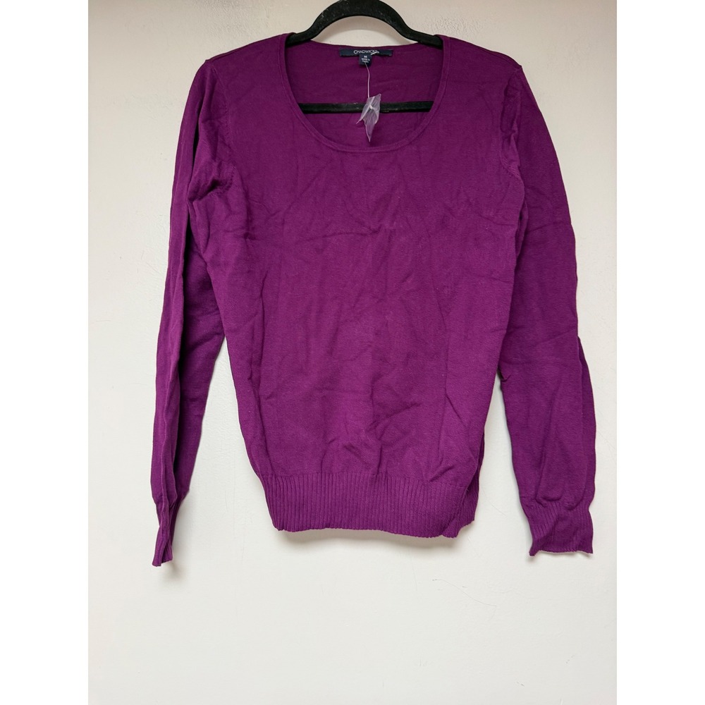 Chadwicks Sweater Womens Medium Purple Excellent Silk Blend Scoop Neck‎ 8739